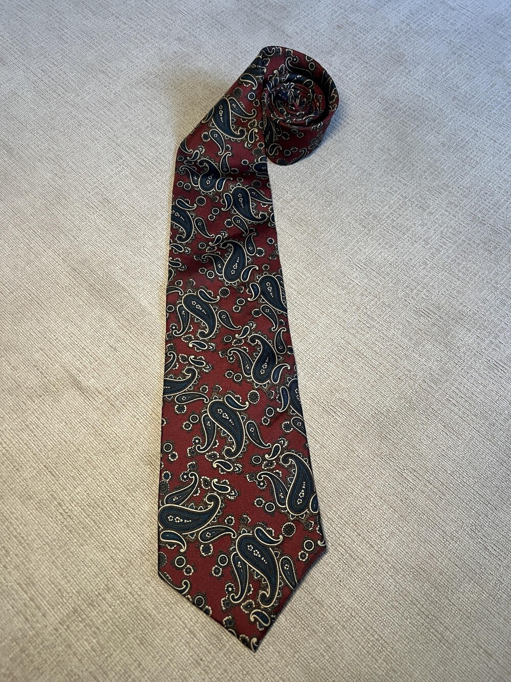 Bert Pulitzer Tie Mens Burgundy Paisley Silk Made in USA Dress Necktie Formal
